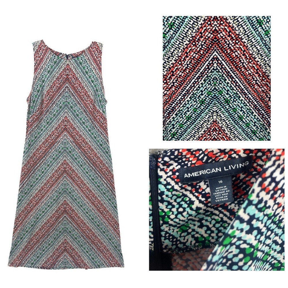 American Living Sheath Dress Womens 16 Chevron Geometric Sleeveless